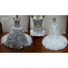 Árabe dubai luxo beading ruffle saia de casamento vestidos vestido de festa